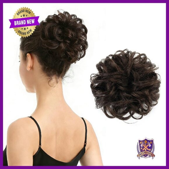 Real Human Hair Bun Extension Scrunchie - Thick Soft Fluffy Updo main image 7